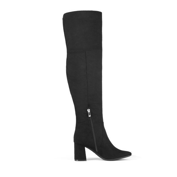 Chunky Over the Knee Boots - BLACK SUEDE - 4